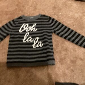 Old Navy Black and Gray Striped Kids Sweater